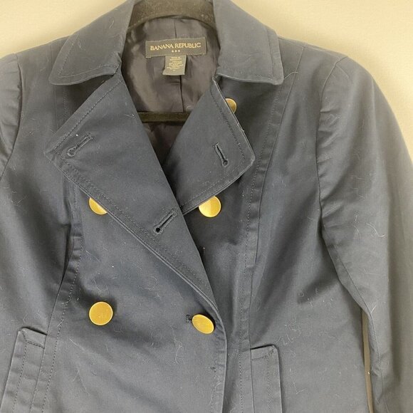 Banana Republic Factory Women's Double Breasted Jacket Size 0 Navy Blue Nautical - Picture 3 of 8